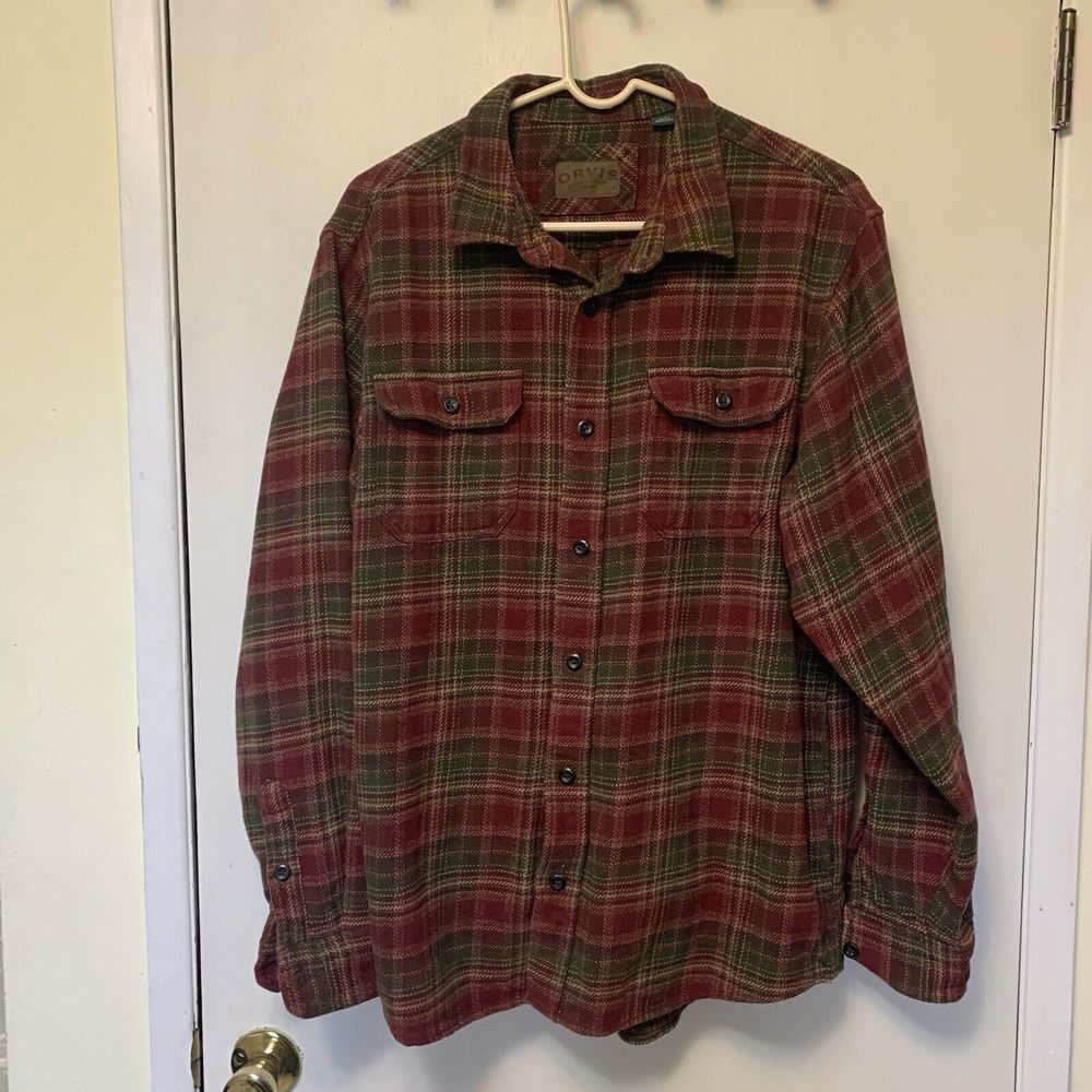 Orvis Classic Collection Size L Made in Bangladesh 100% Cotton Multicolor Plaid